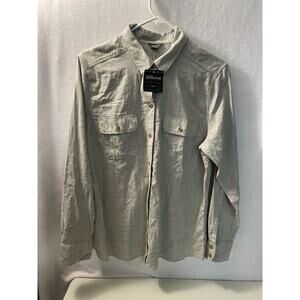 Eddie Bauer New w tag button up long sleeve‎ shirt men’s gray size large